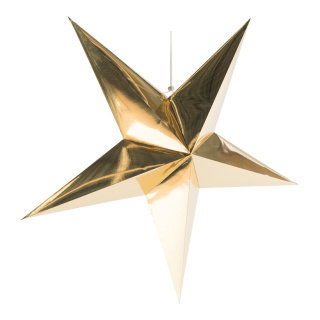 Folding star 5-pointed made of cardboard with hanger - Material:  - Color: gold - Size: Ø 90cm