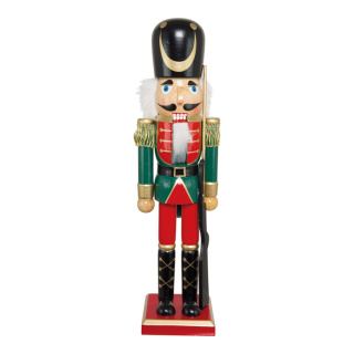 Nutcracker made of wood  - Material: with gun - Color: green/red - Size:  X 38cm