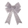 Bow with glitter front side covered with tinsel - Material: back side smooth made of plastic - Color: silver - Size: 47x27x5cm