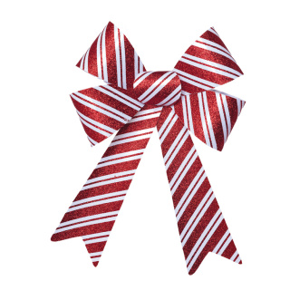 Bow with glitter made of plastic - Material: on card - Color: red/white - Size: 32x22x4cm