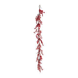 Berry garland made of plastic - Material:  - Color: red - Size: 150cm