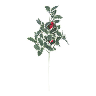 Holly twig with berries - Material:  - Color: green/red - Size: 60x28cm