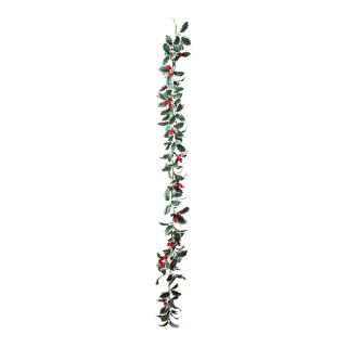 Holly garland with berries - Material:  - Color: green/red - Size: 160x20cm