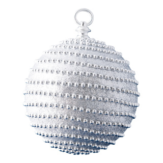 Weihnachtskugel dekoriert mit Perlen & Glitter     Groesse:Ø 15cm    Farbe:silber