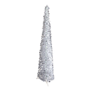 Pop-up tinsel tree with stand - Material:  - Color: silver - Size: 150cm