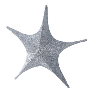 Textile star 5-pointed glittering foldable - Material: with zipper and hanger - Color: silver - Size: Ø 40cm