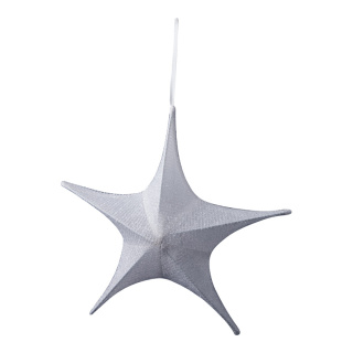 Étoile textile 5 pointes scintillant pliable avec fermeture-éclair et suspension Color: blanc Size: Ø 40cm