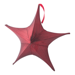 Textile star 5-pointed metallic glittering foldable - Material: with zipper and hanger - Color: red - Size: Ø 40cm
