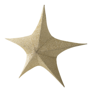 Textile star 5-pointed glittering foldable - Material: with zipper and hanger - Color: gold - Size: Ø 80cm
