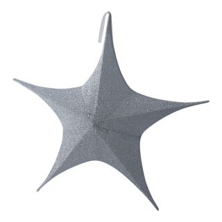 Textile star 5-pointed glittering foldable - Material: with zipper and hanger - Color: silver - Size: Ø 80cm