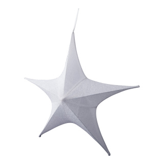 Textile star 5-pointed glittering foldable - Material: with zipper and hanger - Color: white - Size: Ø 80cm