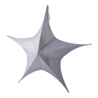 Textile star 5-pointed metallic glittering foldable - Material: with zipper and hanger - Color: silver - Size: Ø 80cm