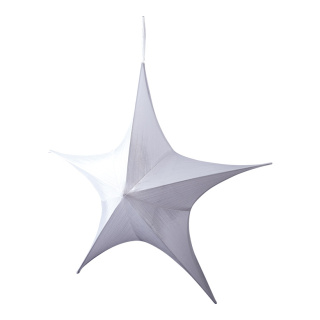 Étoile textile 5 pointes métallique brillant pliable avec fermeture-éclair et suspension Color: blanc Size: Ø 80cm