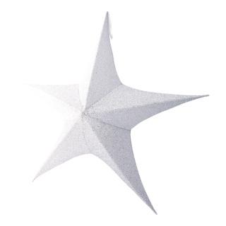 Textile star 5-pointed glittering foldable - Material: with zipper and hanger - Color: silver - Size: Ø 110cm