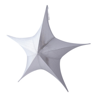 Textile star 5-pointed metallic glittering foldable - Material: with zipper and hanger - Color: silver - Size: Ø 110cm