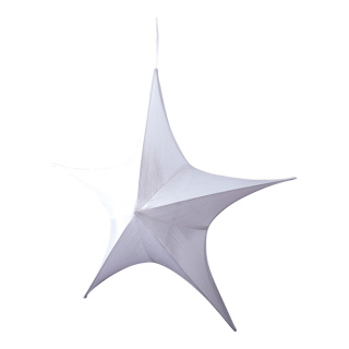 Étoile textile 5 pointes métallique brillant pliable avec fermeture-éclair et suspension Color: blanc Size: Ø 110cm