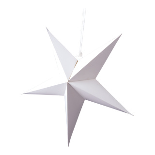 Folding star 5-pointed made of cardboard with hanger - Material:  - Color: white - Size: Ø 40cm