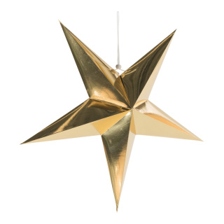 Folding star 5-pointed made of cardboard with hanger - Material:  - Color: gold - Size: Ø 40cm