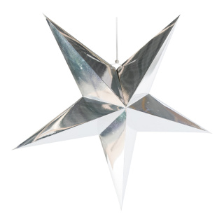 Folding star 5-pointed made of cardboard with hanger - Material:  - Color: silver - Size: Ø 40cm