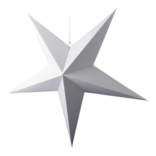 Folding star 5-pointed made of cardboard with hanger - Material:  - Color: white - Size: Ø 90cm