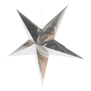 Folding star 5-pointed made of cardboard with hanger - Material:  - Color: silver - Size: Ø 90cm