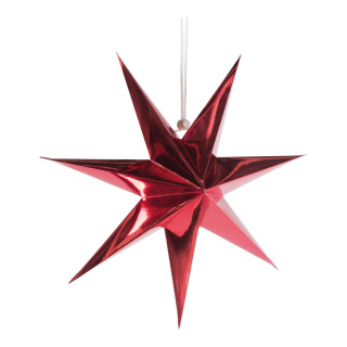 Folding star 7-pointed made of cardboard with hanger - Material:  - Color: red - Size: Ø 40cm
