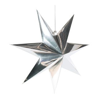 Folding star 7-pointed made of cardboard with hanger - Material:  - Color: silver - Size: Ø 40cm