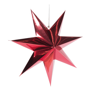 Folding star 7-pointed made of cardboard with hanger - Material:  - Color: red - Size: Ø 60cm