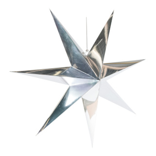 Folding star 7-pointed made of cardboard with hanger - Material:  - Color: silver - Size: Ø 90cm