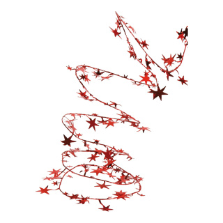 Wire garland with foil stars - Material:  - Color: red - Size: 270cm