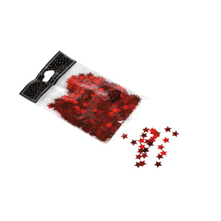 Foil stars for scattering 30 g in bag - Material:  - Color: red - Size: 10mm