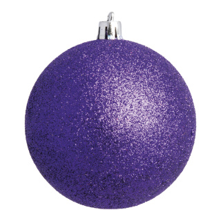 Boule de Noël violet avec gitter en plastique 12 pièces / blister Color: violet Size: Ø 6cm
