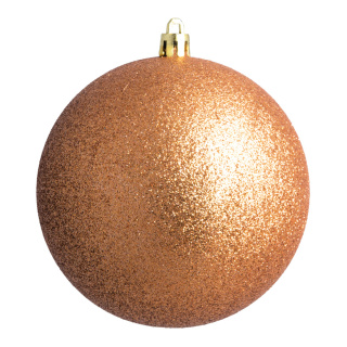 Weihnachtskugel, bronze glitter  Abmessung: Ø 6cm, 12 St./Blister   Info: SCHWER ENTFLAMMBAR