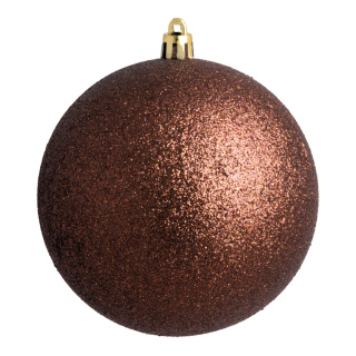 Boule de Noël brun avec gitter en plastique 12 pièces / blister Color: brun Size: Ø 6cm