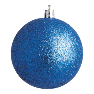 Weihnachtskugel, blau glitter      Groesse:Ø 8cm, 6 Stk./Blister   Info: SCHWER ENTFLAMMBAR