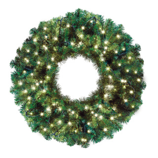 Noble fir wreath "Deluxe" with 270 tips 100 LEDs IP44 - Material: for outside use - Color: green/warm white - Size: Ø 90cm