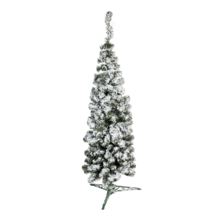 Sapin de Noël avec support mince 123 tips enneigé Color: vert/blanc Size: 120cm X Ø60cm