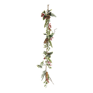 Holly garland decorated with berries pines & cones - Material:  - Color: red/green - Size: 120cm