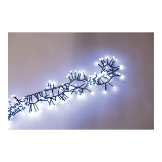 Cluster light chain with 192 ball-shaped LEDs IP44 plug for outdoor 4x connectable - Material: 8 programs with memory function 5m supply cable - Color: green/cold white - Size: 200cm