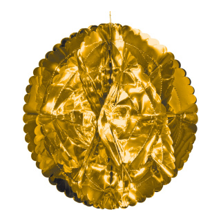Folienkugel, faltbar, Metallfolie, Größe:Ø 40cm,  Farbe: gold   Info: SCHWER ENTFLAMMBAR