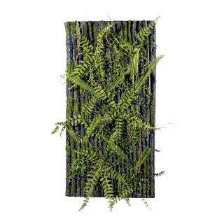 Schaumstoffplatte Oberfläche in Baumrindenoptik, bemoost und dekoriert     Groesse:100x50cm    Farbe:schwarz/grün