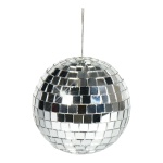 Mirror ball, silver styrofoam with glass discs     Size:...