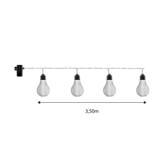 FILAMENT- Lichtgirlande, L350cm, 8 birnenförmige LED Glühbirnen weiss, 1,5W, 5V, indoor und outdoor
