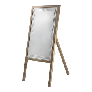Panneau daffichage avec feuille en tôle cadre en bois Color: blanc/brun Size: 105x48cm