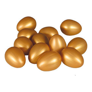 Eier 12 im Beutel     Groesse: 6,5cm, Ø4,5cm    Farbe: gold     #