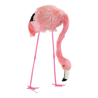 Flamingo Kopf gesenkt, Kunststoff mit Federn Größe:38cm Farbe: pink    #