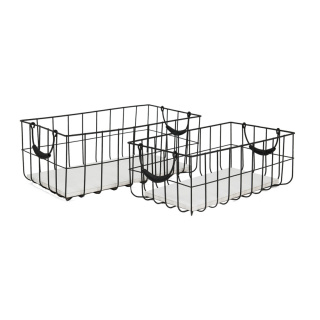 Metal baskets set of 2 - Material: rectangular - Color: black/grey - Size: 35x20x135cm + 41x22x16cm