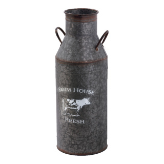 Milk churn made of iron sheet, with handles     Size: Ø17,5 cm opening, 71x26cm    Color: silver/white