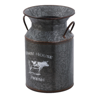 Milk churn made of iron sheet, lettering »Farm House Fresh«     Size: 48x31cm    Color: silver/white