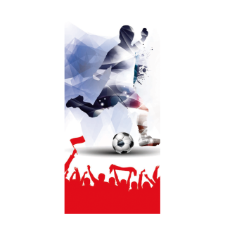 Motif imprimé "Football 2" tissu  Color: blanc/rouge Size: 180x90cm